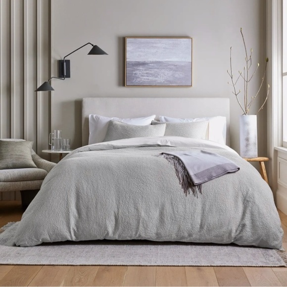 NWT Quince King Luxe Waffle Duvet Cover Set With 2 Shams in Light Grey - Picture 2 of 7